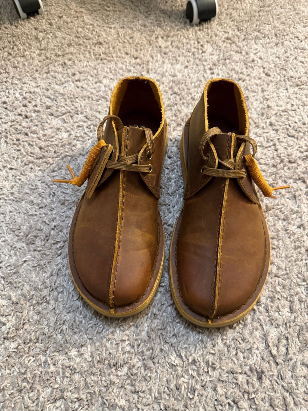 Clarks Men's Brown Leather Chukka Boots with Yellow Trim